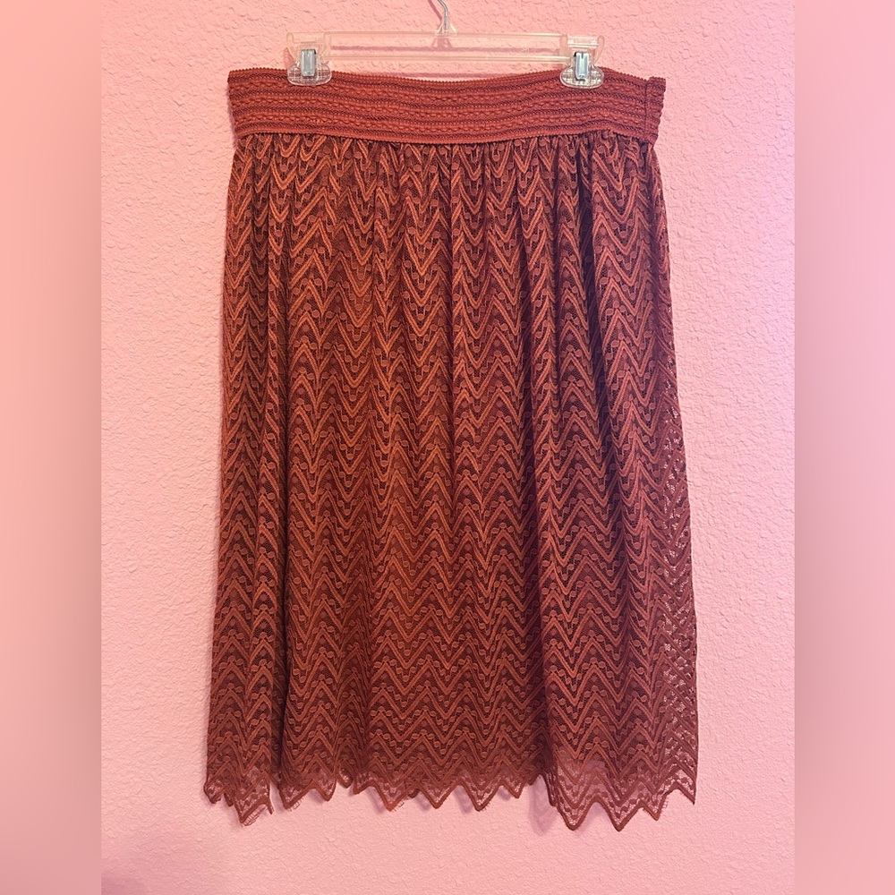 Metro Wear Rust Lace A-Line Skirt